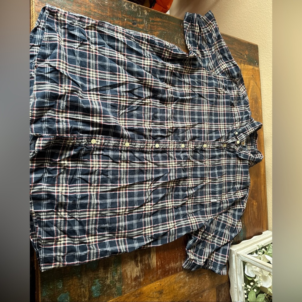 Carhartt Men’s Size XXL Button Down Plaid Casual Short Sleeve Shirt Blue